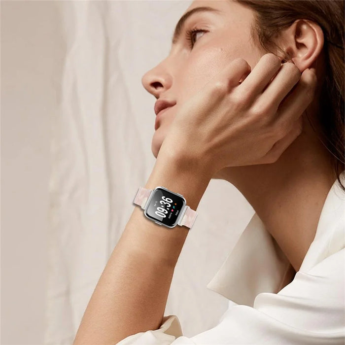 Watch Band For Fitbit Versa / Versa Lite / Versa 2 , 1-Bead Acrylic Resin Waterproof Bracelet with Silver Buckle - Pink Brown - 5