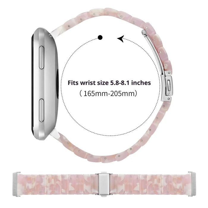 Watch Band For Fitbit Versa / Versa Lite / Versa 2 , 1-Bead Acrylic Resin Waterproof Bracelet with Silver Buckle - Pink Brown - 6