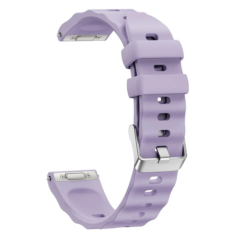 18mm Quick Release Silicone Band for Huawei Watch GT 6 41mm Solid Color Watch Strap with Wave Pattern Silver Buckle - Purple - 1
