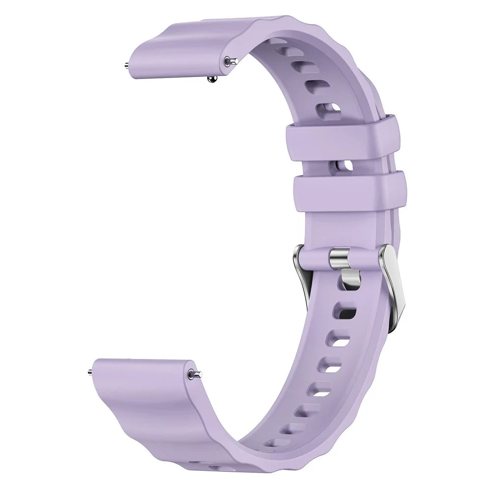 18mm Quick Release Silicone Band for Huawei Watch GT 6 41mm Solid Color Watch Strap with Wave Pattern Silver Buckle - Purple - 2