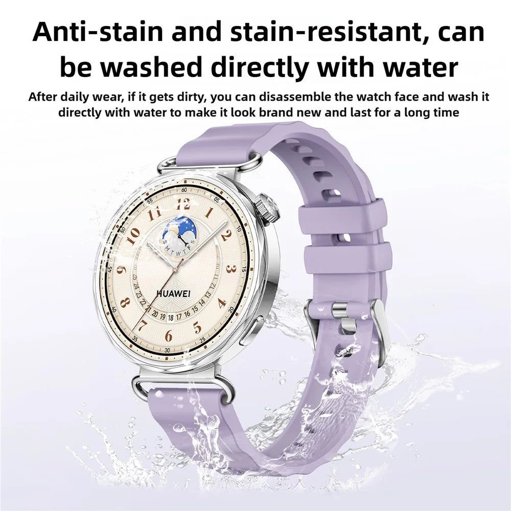 18mm Quick Release Silicone Band for Huawei Watch GT 6 41mm Solid Color Watch Strap with Wave Pattern Silver Buckle - Purple - 5
