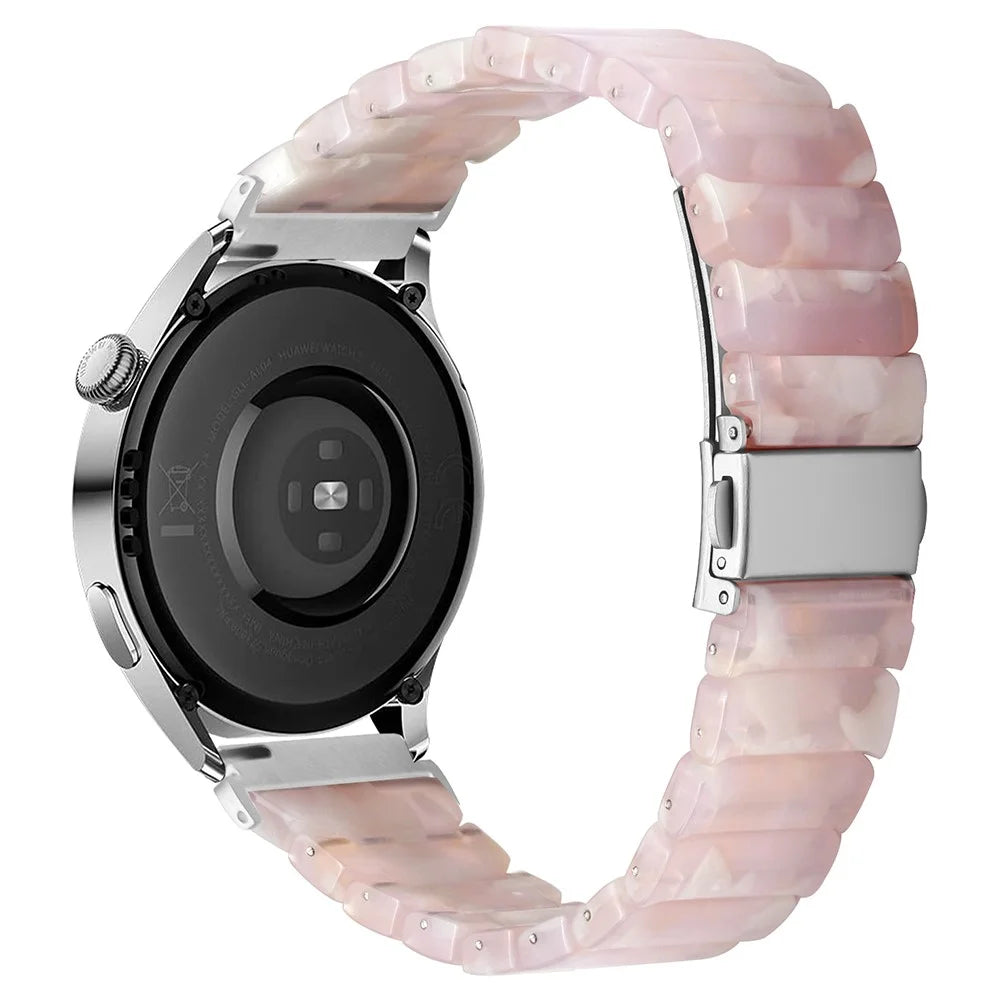 Watch Band For TicWatch Pro X / Pro 3 Lite / Pro 3 , 1-Bead Acrylic Resin Waterproof Bracelet with Silver Buckle - Pink Brown - 1