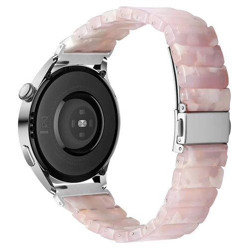 Watch Band For TicWatch Pro X / Pro 3 Lite / Pro 3 , 1-Bead Acrylic Resin Waterproof Bracelet with Silver Buckle - Pink Brown - 1