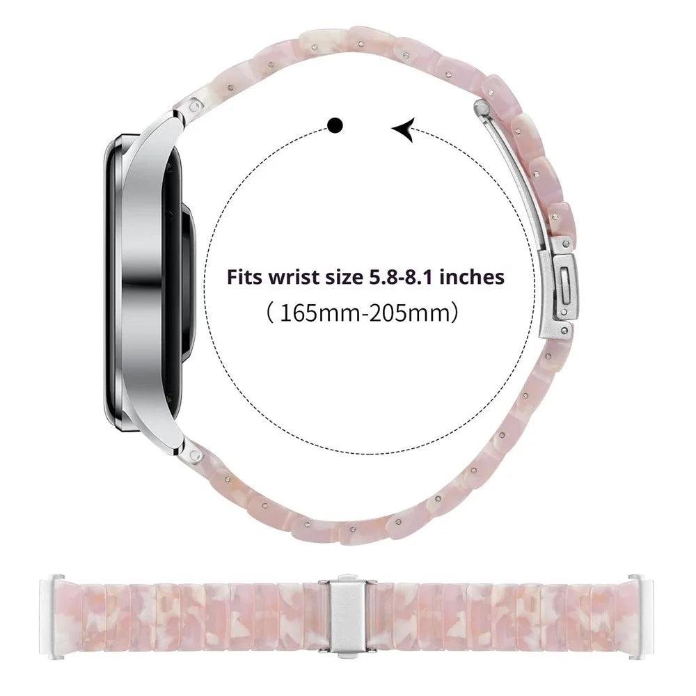Watch Band For TicWatch Pro X / Pro 3 Lite / Pro 3 , 1-Bead Acrylic Resin Waterproof Bracelet with Silver Buckle - Pink Brown - 6