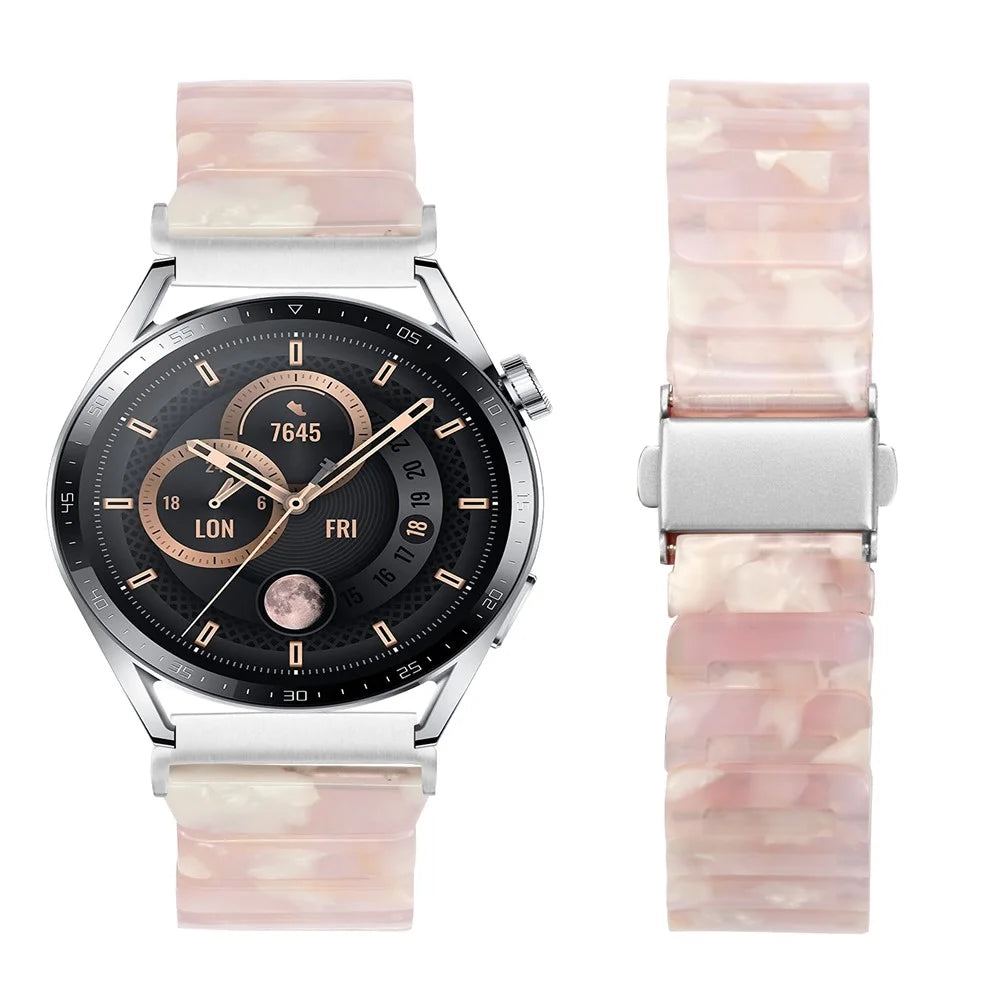 Watch Band For Coros Pace 3 / Apex 2 Pro / Nothing CMF Watch Pro , 1-Bead Acrylic Resin Waterproof Bracelet with Silver Buckle - Pink Brown - 3