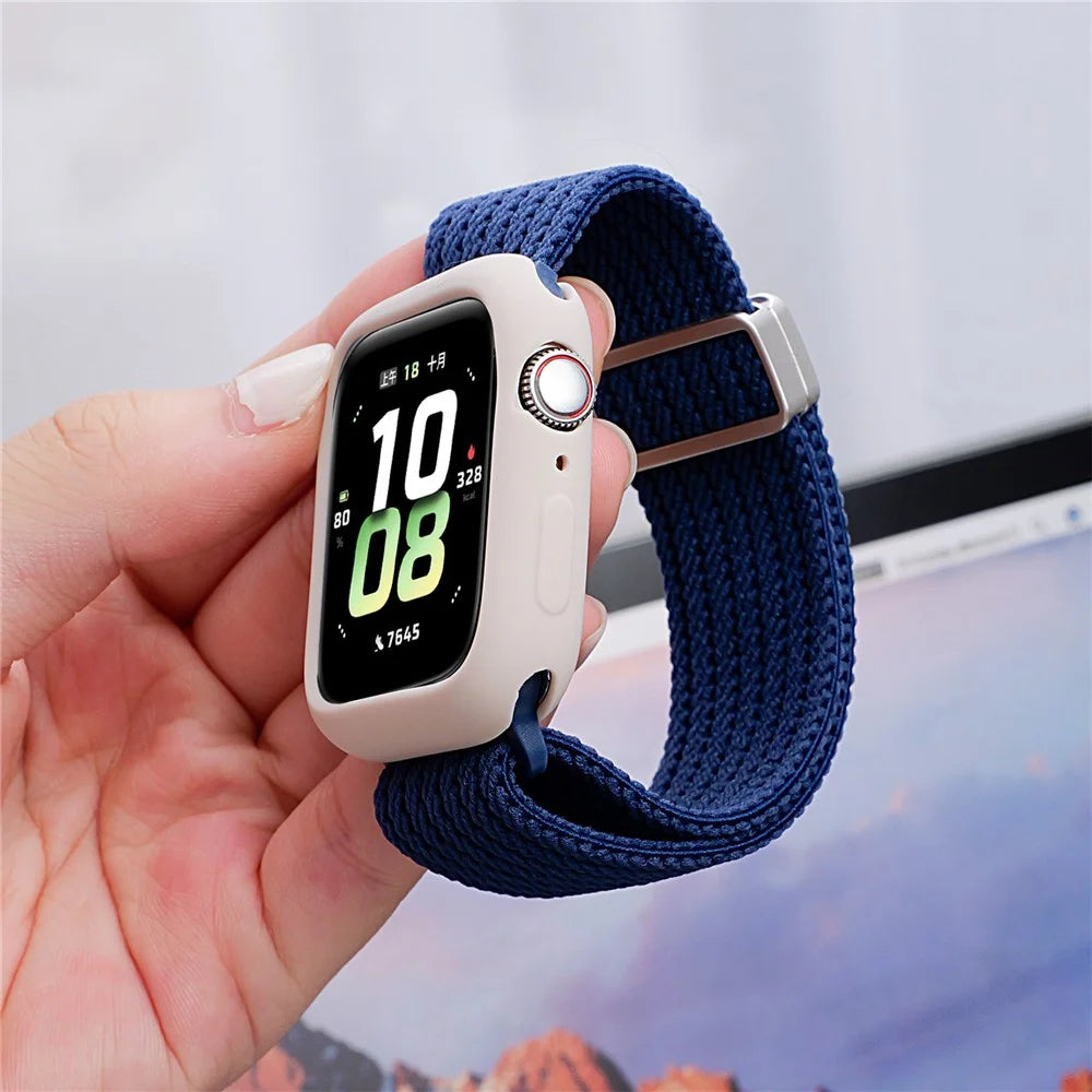 Magnetic Nylon Watch Band for Apple Watch Series 11 10 42mm  /  9 8 7 41mm  /  SE3 SE2 SE 6 5 4 40mm  /  3 2 1 38mm Adjustable Elastic Strap - Orange - 3