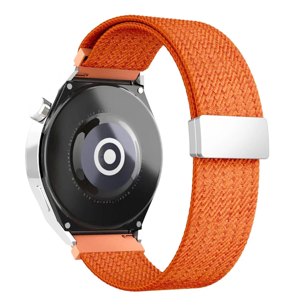 22mm Magnetic Nylon Watch Band for Huawei Watch GT 5 Pro / GT 5 / 4 46mm / Samsung Galaxy Watch3 45mm Adjustable Elastic Strap - Orange - 1