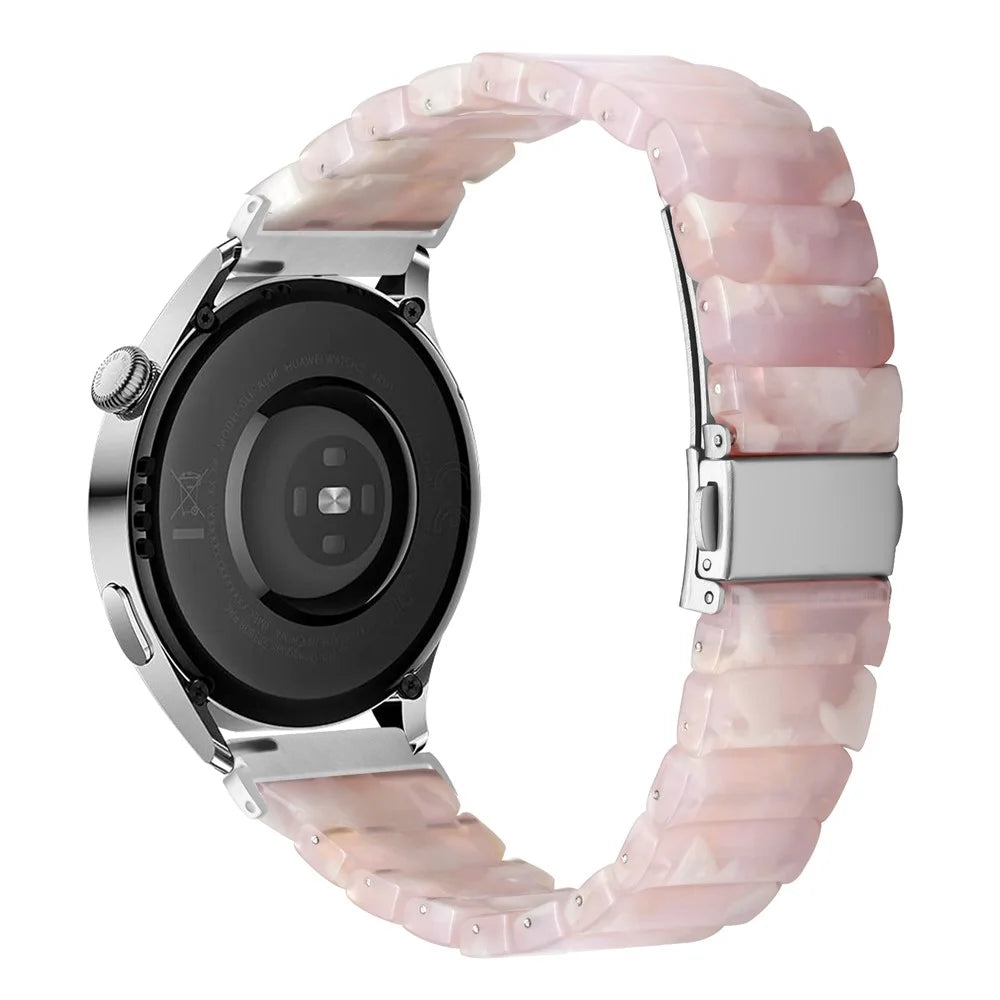 Watch Band For Huami Amazfit Balance 2 / Cheetah Pro / Cheetah / Bip 5 , 1-Bead Acrylic Resin Waterproof Bracelet with Silver Buckle - Pink Brown - 1