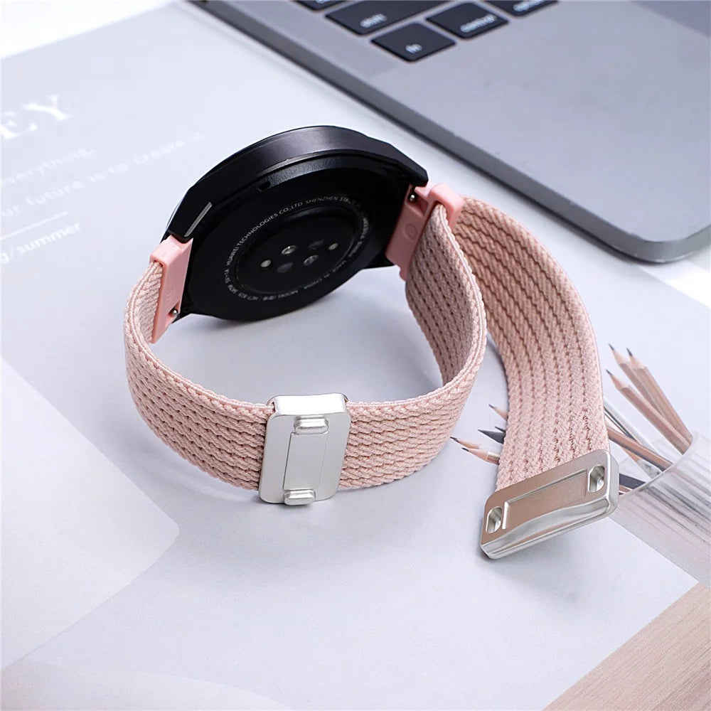 20mm Magnetic Nylon Watch Band for Samsung Galaxy Watch7 / 6 44mm / 40mm / 6 Classic 43mm / 47mm Adjustable Elastic Strap - Orange - 2