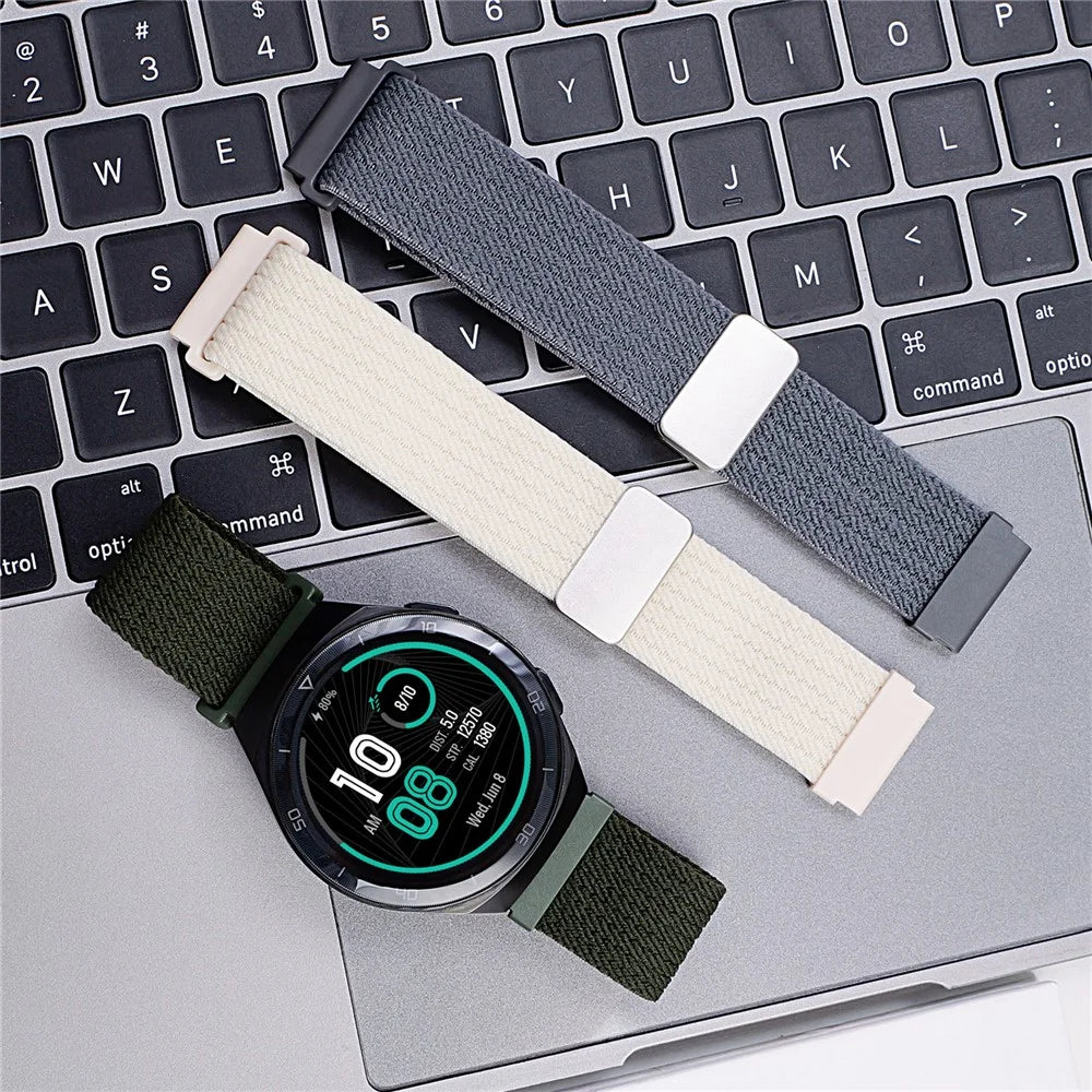 18mm Magnetic Nylon Watch Band for Garmin Venu 3S / 2S / Forerunner 265S / 255S / Vivomove 3S Adjustable Elastic Strap - Orange - 3