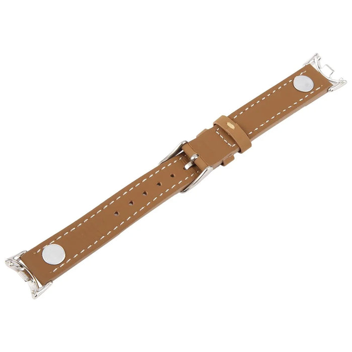Watch Strap For Xiaomi Smart Band 10 / 9 / 9 NFC / 8 , Camellia Rivets Microfiber Leather Band Bracelet - Brown - 4