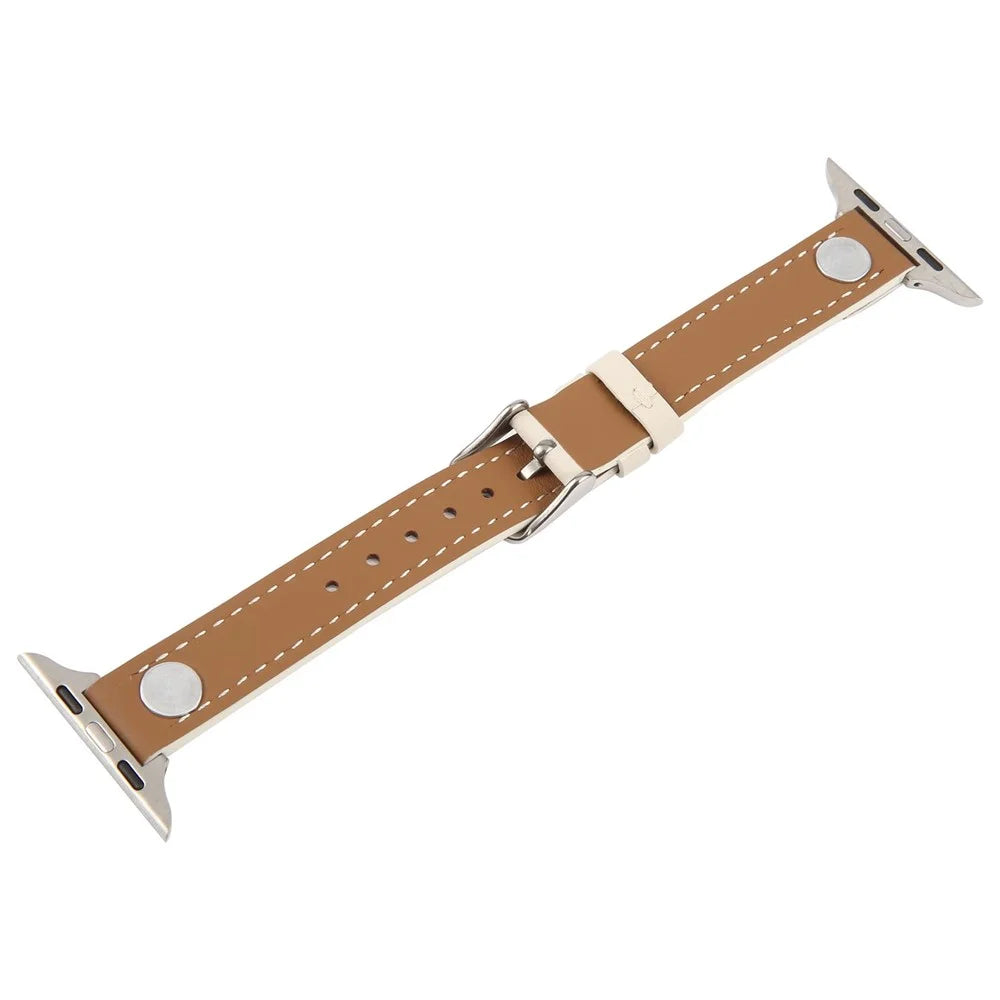 Watch Strap For Apple Watch Ultra 3 2 1 49mm / Series 11 10 46mm / 9 8 7 45mm / SE3 SE2 SE 6 5 4 44mm / 3 2 1 42mm , Camellia Rivets Microfiber Leather Band Bracelet - White - 4