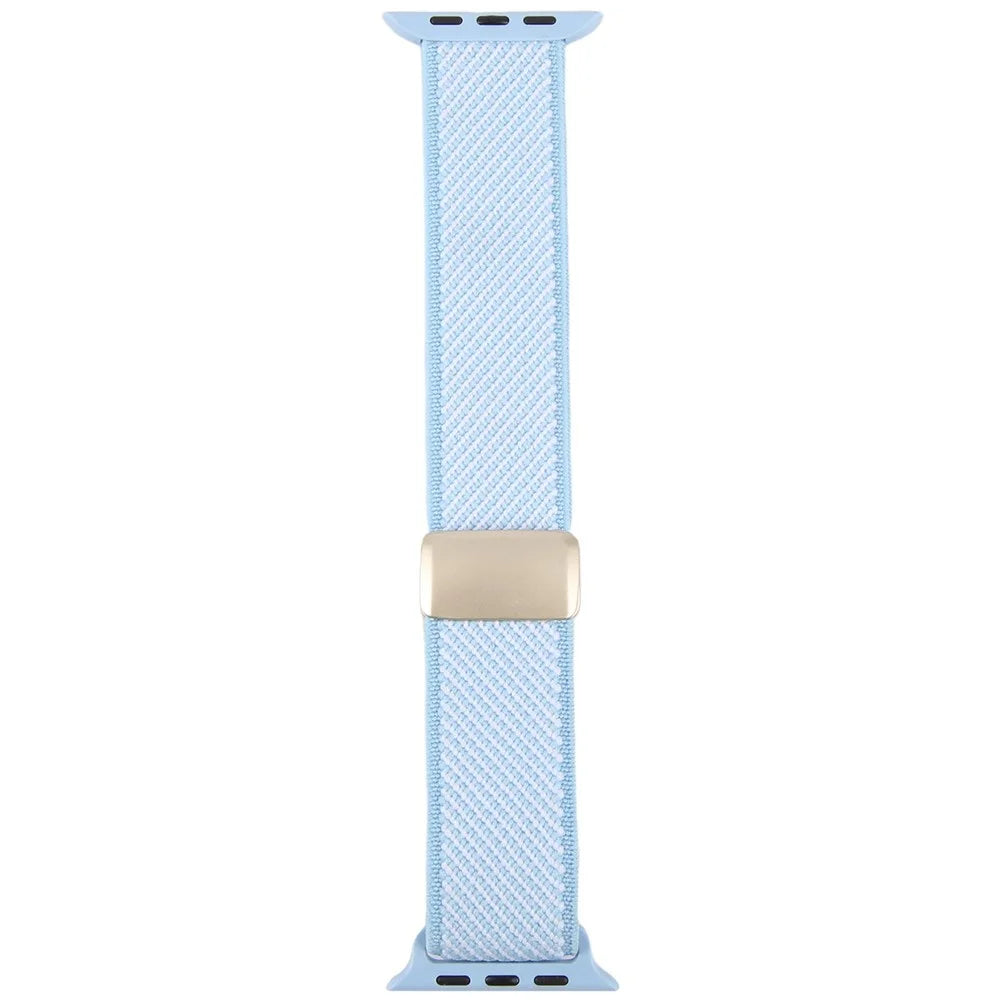 Watch Band For Apple Watch Ultra 3 2 1 49mm / Series 11 10 46mm / 9 8 7 45mm / SE3 SE2 SE 6 5 4 44mm / 3 2 1 42mm , Breathable Nylon Strap with Magnetic Buckle - Sky Blue + White - 3