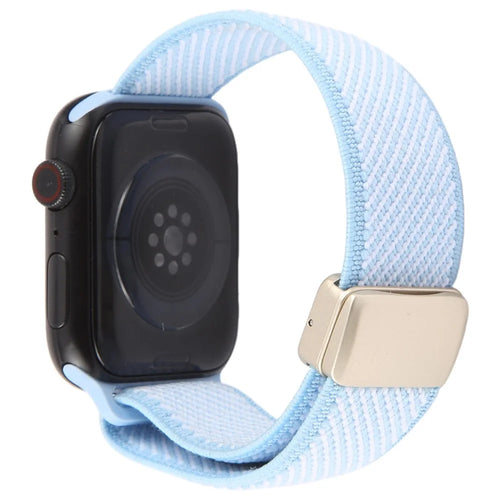 Watch Band For Apple Watch Series 11 10 42mm / 9 8 7 41mm / SE3 SE2 SE 6 5 4 40mm / 3 2 1 38mm , Breathable Nylon Strap with Magnetic Buckle - Sky Blue + White - 1