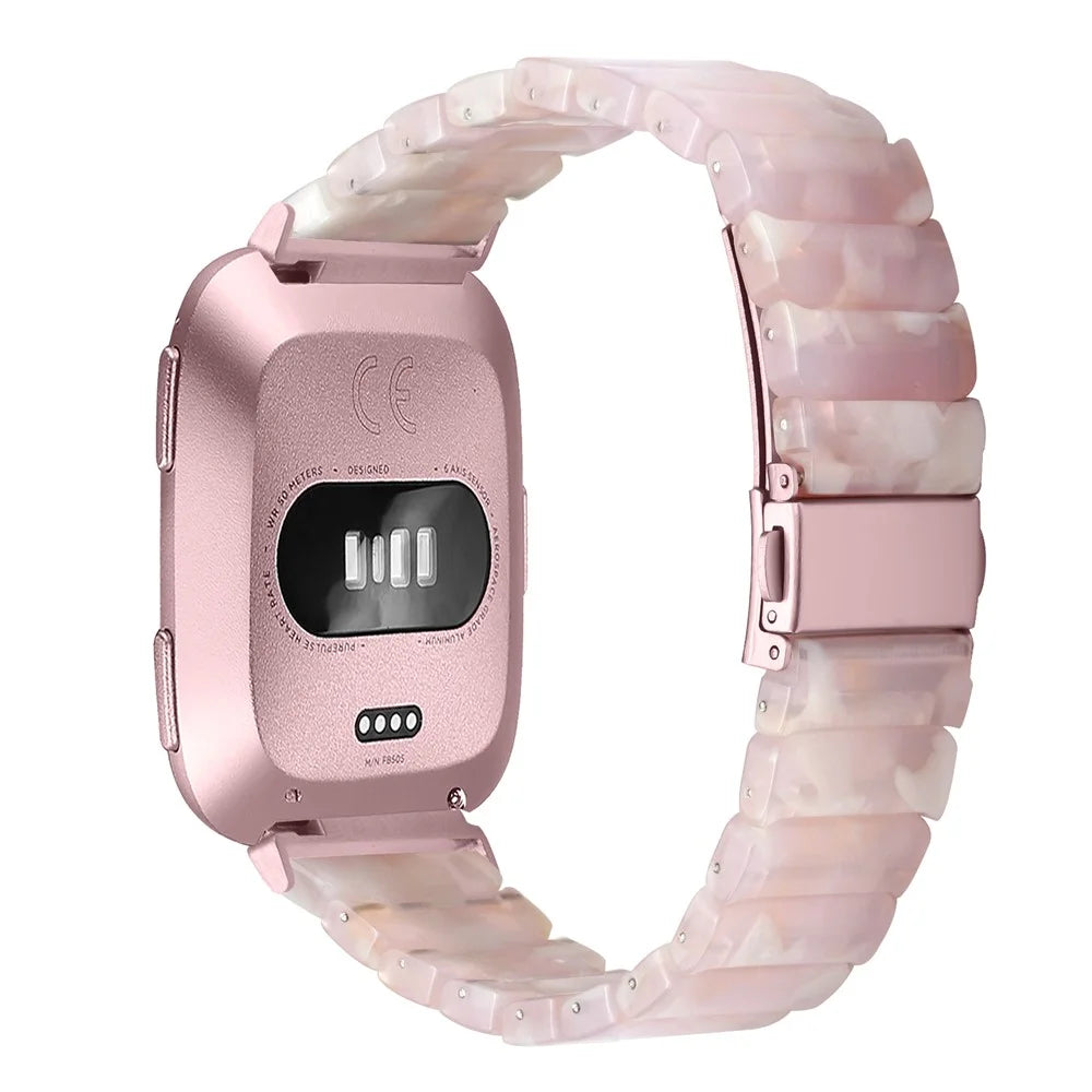 Watch Band For Fitbit Versa / Versa Lite / Versa 2 , 1-Bead Acrylic Resin Waterproof Bracelet - Pink Brown / Pink Buckle - 1