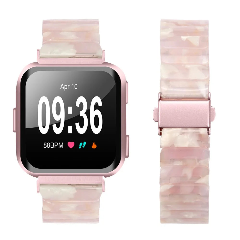 Watch Band For Fitbit Versa / Versa Lite / Versa 2 , 1-Bead Acrylic Resin Waterproof Bracelet - Pink Brown / Pink Buckle - 3