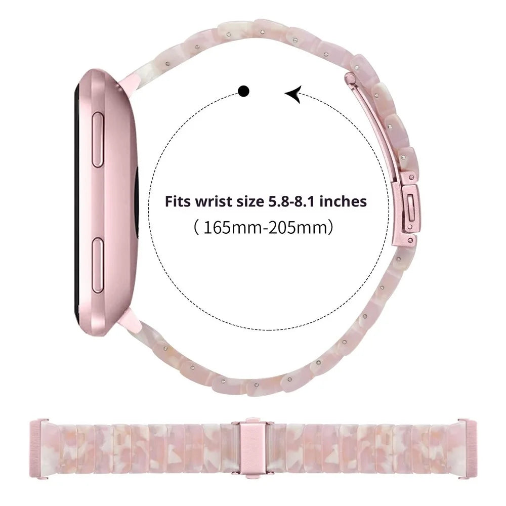 Watch Band For Fitbit Versa / Versa Lite / Versa 2 , 1-Bead Acrylic Resin Waterproof Bracelet - Pink Brown / Pink Buckle - 6