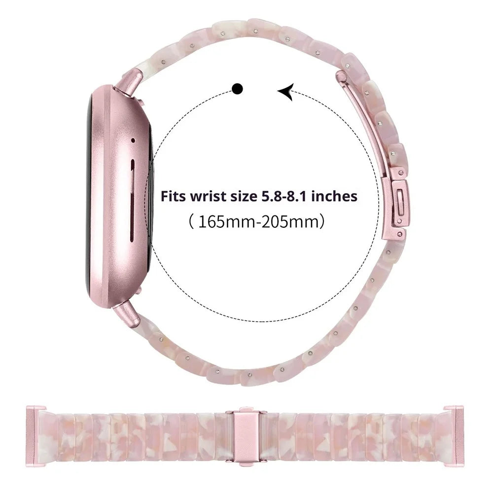 For Fitbit Versa 3 / Sense Watch Band 1-Bead Acrylic Resin Waterproof Bracelet - Pink Brown / Pink Buckle - 6