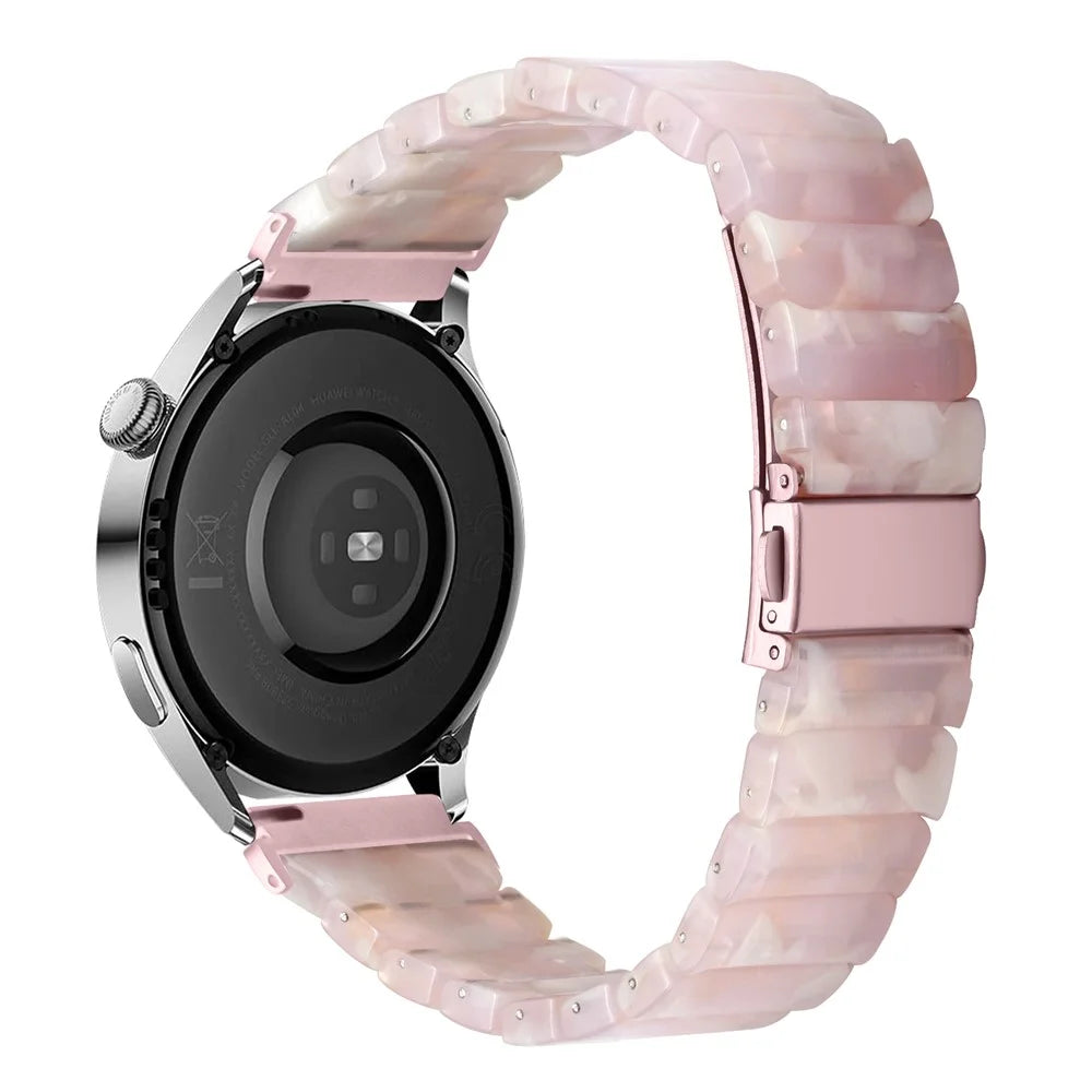 Watch Band For Oppo Watch X2 / Watch X / OnePlus Watch 3 46mm / Watch 2 / Watch , 1-Bead Acrylic Resin Waterproof Bracelet - Pink Brown / Pink Buckle - 1