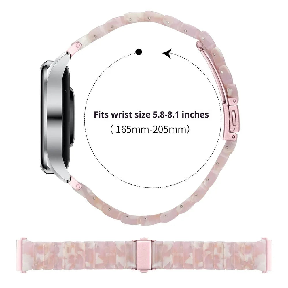 Watch Band For Mibro Watch Lite2 / Haylou Solar Plus LS16 / Solar Lite 1-Bead Acrylic Resin Waterproof Bracelet - Pink Brown / Pink Buckle - 6