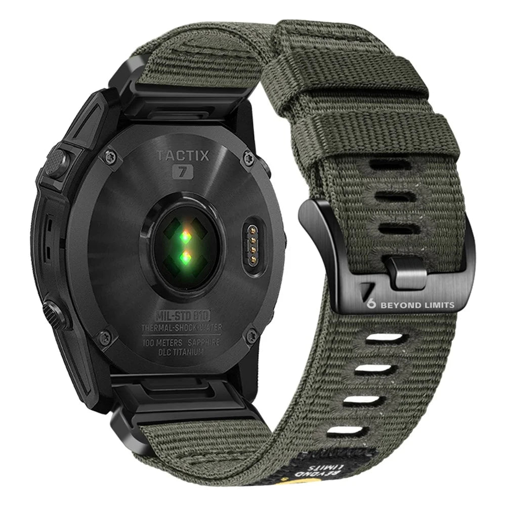 26mm Quick Release Strap for Garmin Fenix 8 Pro MicroLED 51mm / 8 Pro AMOLED 51mm / quatix 8 51mm Nylon Woven Tactical Watch Band - Army Green - 1