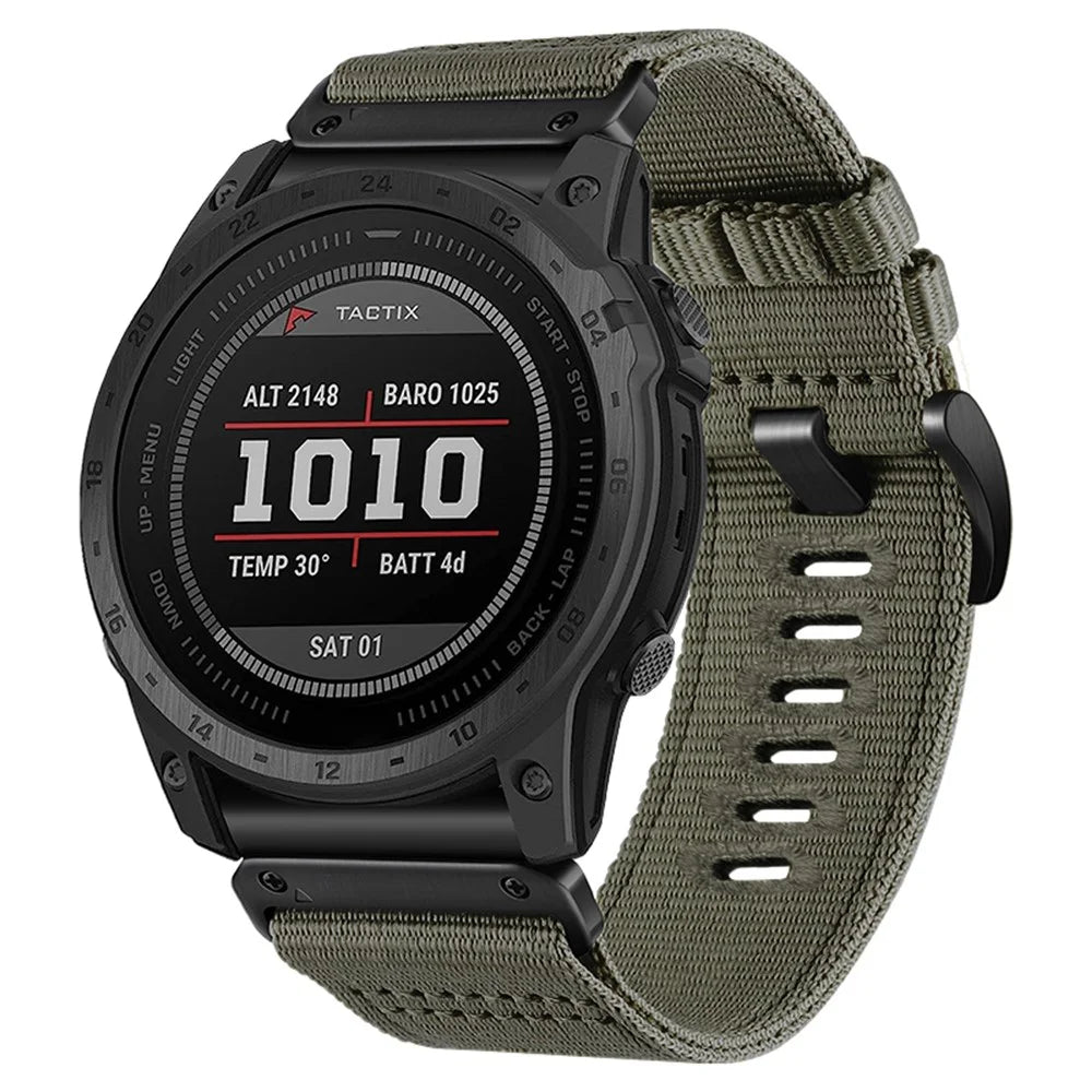 26mm Quick Release Strap for Garmin Fenix 8 Pro MicroLED 51mm / 8 Pro AMOLED 51mm / quatix 8 51mm Nylon Woven Tactical Watch Band - Army Green - 4