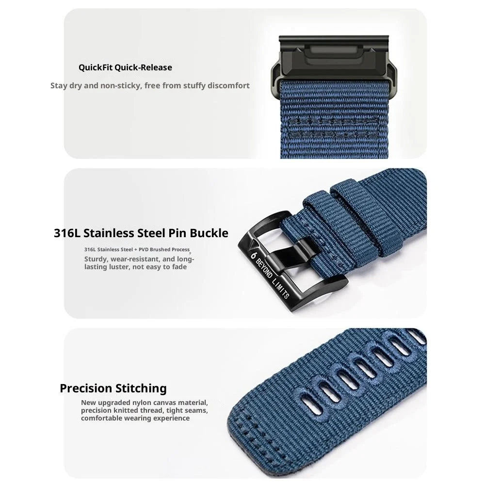 26mm Quick Release Strap for Garmin Fenix 8 Pro MicroLED 51mm / 8 Pro AMOLED 51mm / quatix 8 51mm Nylon Woven Tactical Watch Band - Army Green - 5