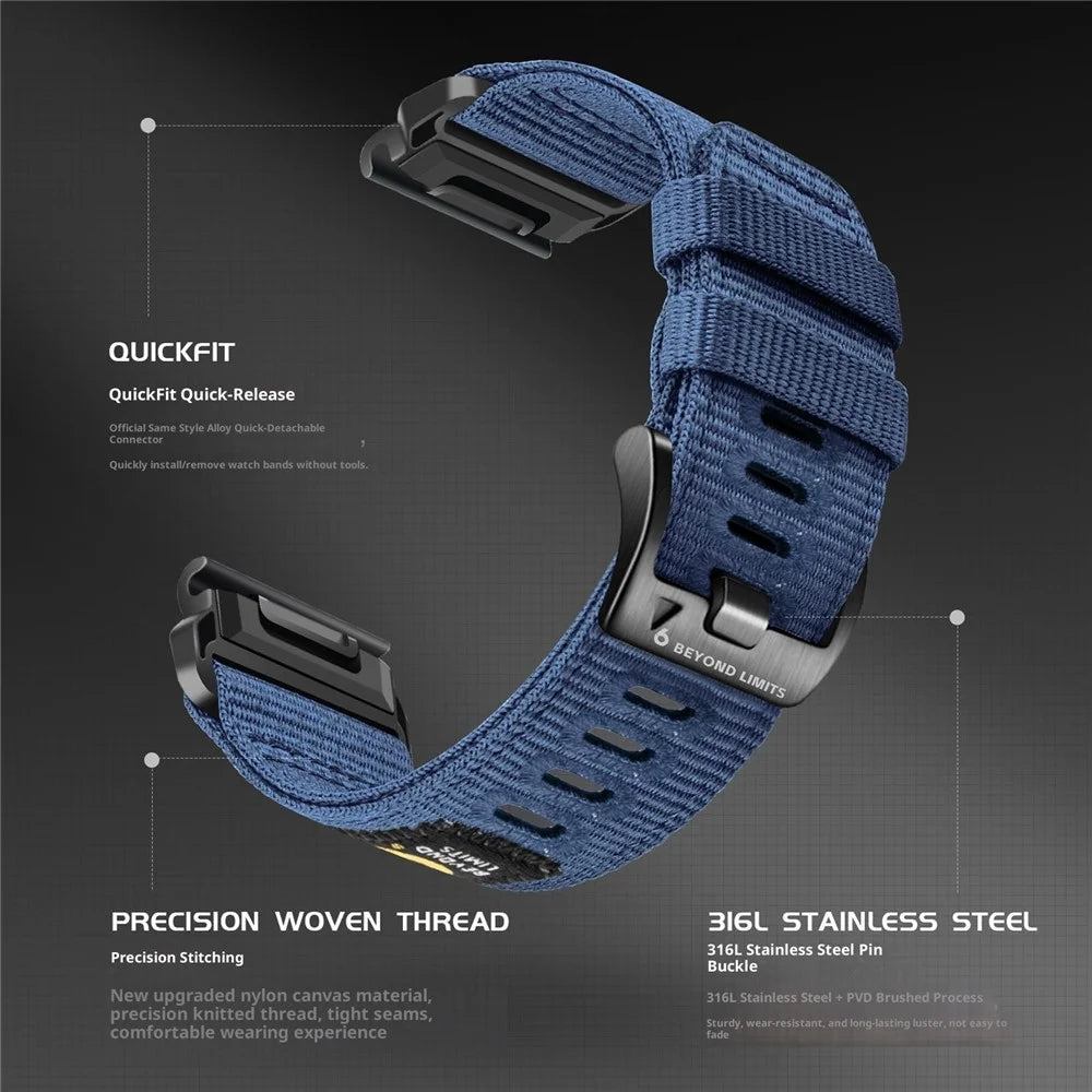 26mm Quick Release Strap for Garmin Fenix 8 Pro MicroLED 51mm / 8 Pro AMOLED 51mm / quatix 8 51mm Nylon Woven Tactical Watch Band - Army Green - 6