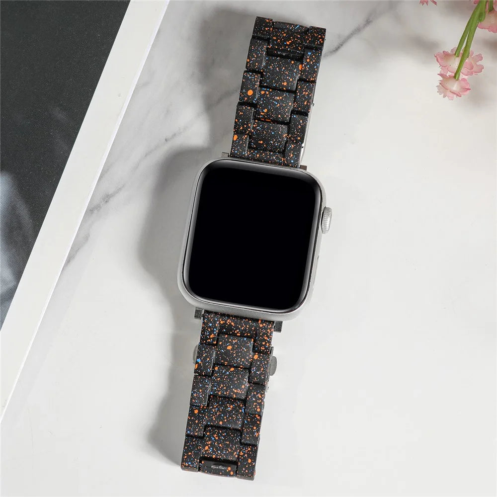 Splash-Ink Design PC Strap for Apple Watch Series 11 10 42mm  /  9 8 7 41mm  /  SE3 SE2 SE 6 5 4 40mm  /  3 2 1 38mm Replacement Watch Band - Black - 2
