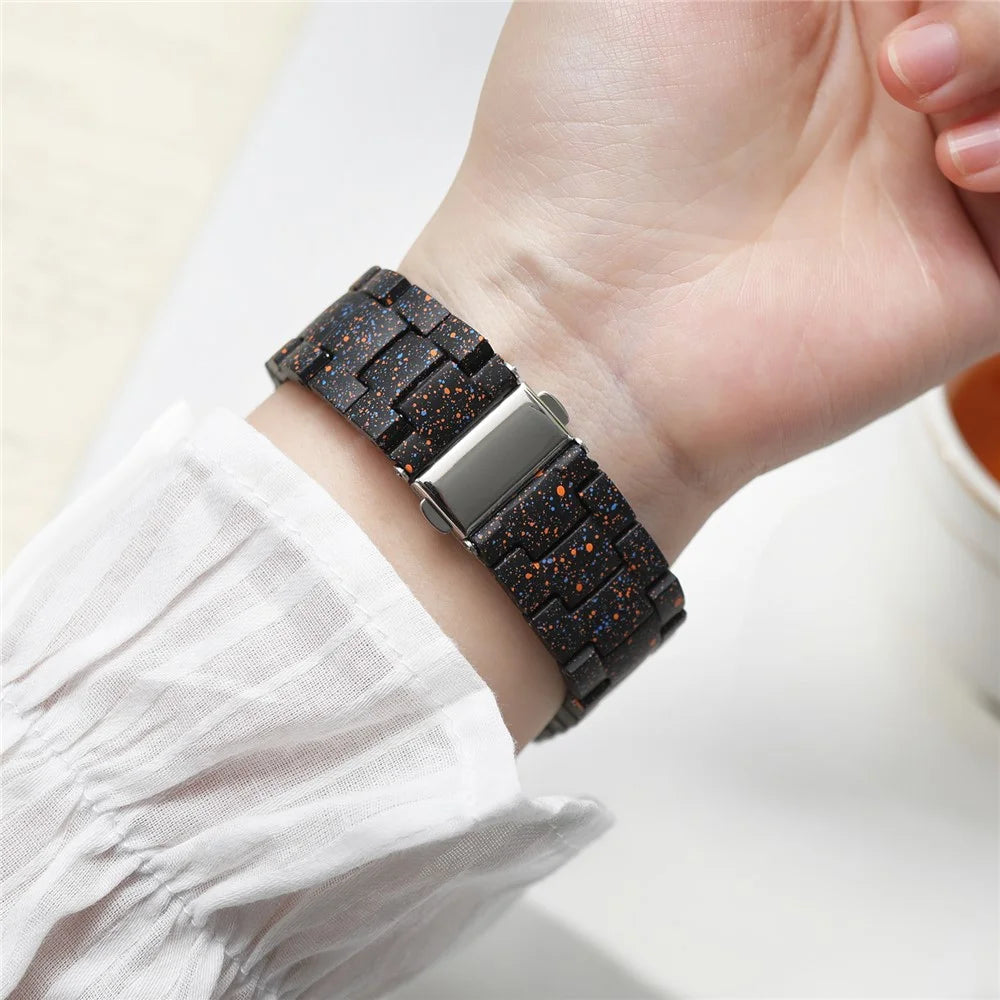 Splash-Ink Design PC Strap for Apple Watch Series 11 10 42mm  /  9 8 7 41mm  /  SE3 SE2 SE 6 5 4 40mm  /  3 2 1 38mm Replacement Watch Band - Black - 5