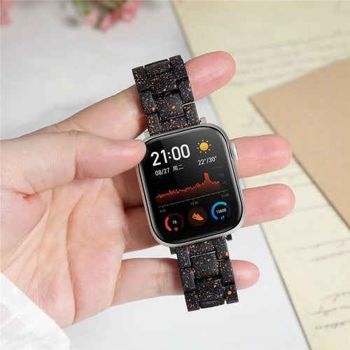 Splash-Ink Design PC Strap for Apple Watch Ultra 3 2 1 49mm  /  Series 11 10 46mm  /  9 8 7 45mm  /  SE3 SE2 SE 6 5 4 44mm  /  3 2 1 42mm Replacement Watch Band - Black - 1
