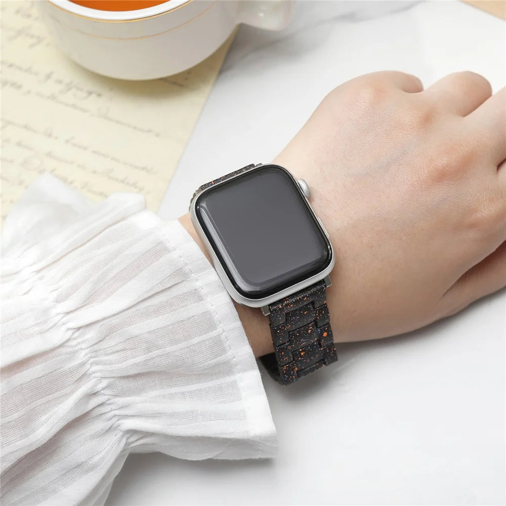 Splash-Ink Design PC Strap for Apple Watch Ultra 3 2 1 49mm  /  Series 11 10 46mm  /  9 8 7 45mm  /  SE3 SE2 SE 6 5 4 44mm  /  3 2 1 42mm Replacement Watch Band - Black - 4