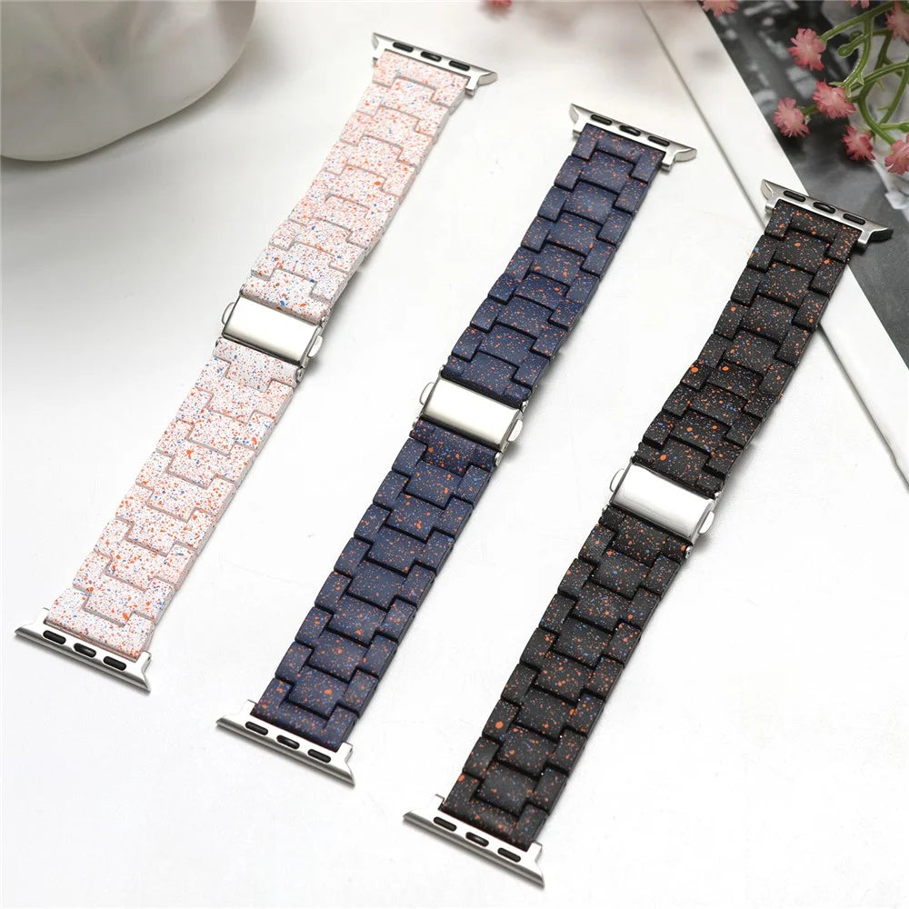 Splash-Ink Design PC Strap for Apple Watch Ultra 3 2 1 49mm  /  Series 11 10 46mm  /  9 8 7 45mm  /  SE3 SE2 SE 6 5 4 44mm  /  3 2 1 42mm Replacement Watch Band - Black - 6