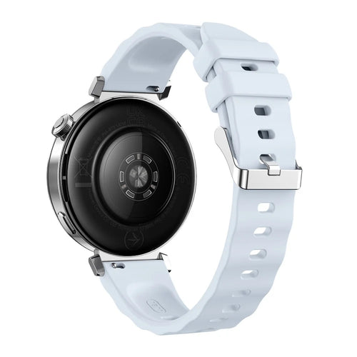 18mm Wave Pattern Silicone Strap for Huawei Watch GT 6 / 5 / 4 41mm / Garmin Venu 3S Adjustable Watch Band with Silver Buckle - Baby Blue - 1