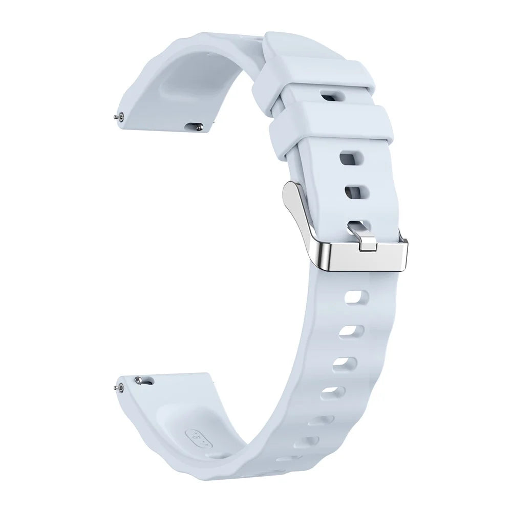 18mm Wave Pattern Silicone Strap for Huawei Watch GT 6 / 5 / 4 41mm / Garmin Venu 3S Adjustable Watch Band with Silver Buckle - Baby Blue - 2