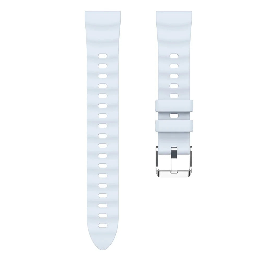 18mm Wave Pattern Silicone Strap for Huawei Watch GT 6 / 5 / 4 41mm / Garmin Venu 3S Adjustable Watch Band with Silver Buckle - Baby Blue - 5