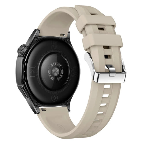 22mm Silicone Strap with Silver Buckle for Huawei Watch GT 6 / 5 / 4 46mm / Samsung Galaxy Watch3 45mm Vertical Striped Design Watch Band - Grey - 1
