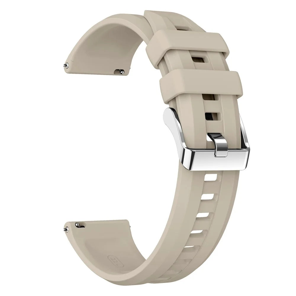 22mm Silicone Strap with Silver Buckle for Huawei Watch GT 6 / 5 / 4 46mm / Samsung Galaxy Watch3 45mm Vertical Striped Design Watch Band - Grey - 2
