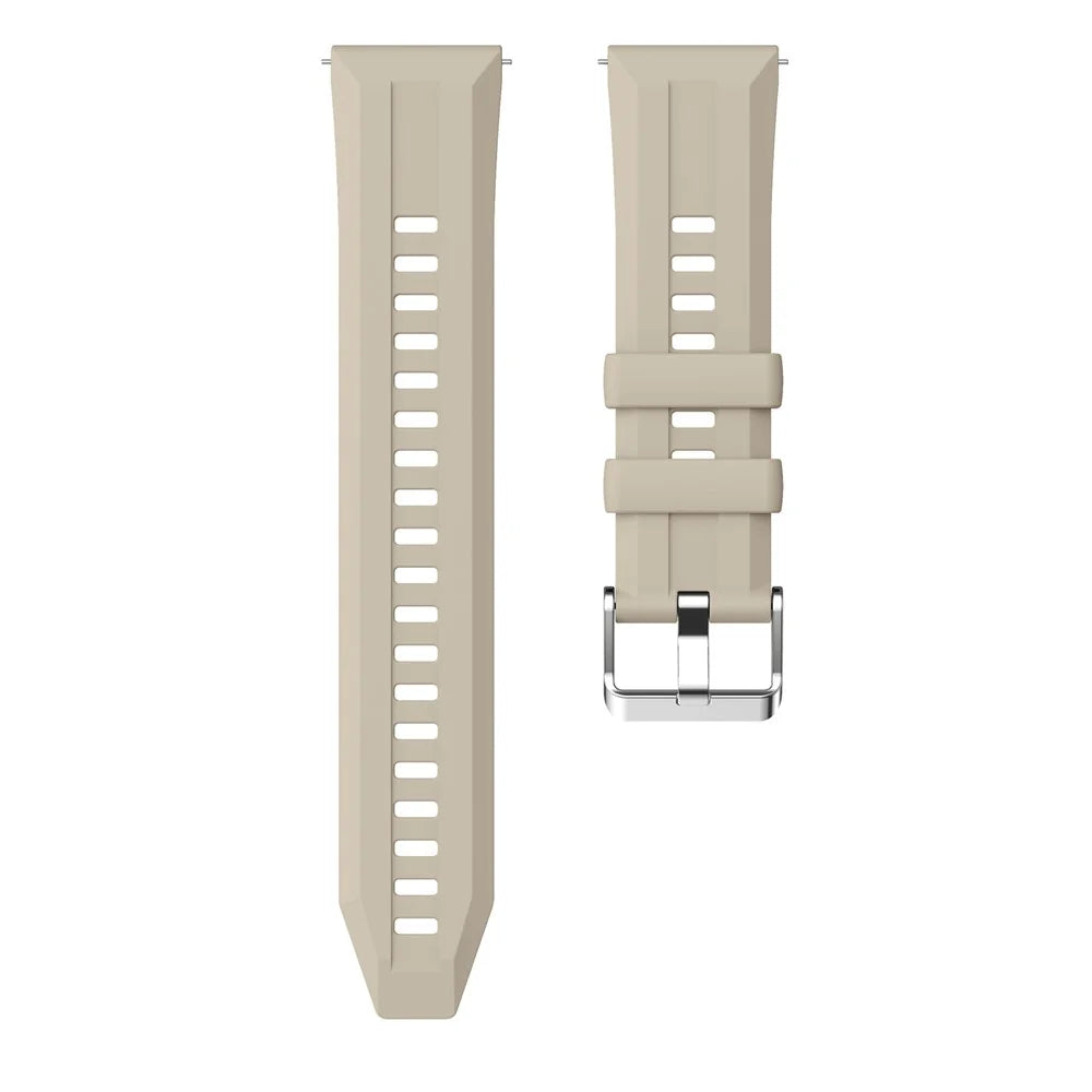 22mm Silicone Strap with Silver Buckle for Huawei Watch GT 6 / 5 / 4 46mm / Samsung Galaxy Watch3 45mm Vertical Striped Design Watch Band - Grey - 5