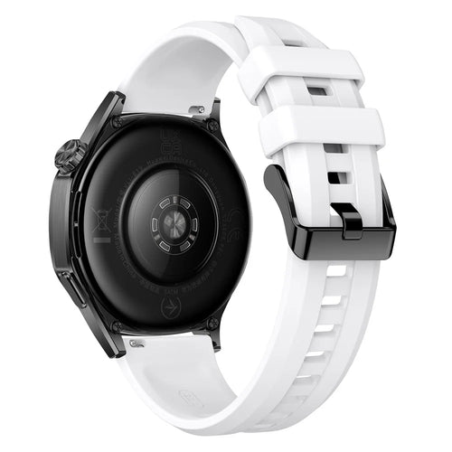 22mm Silicone Strap with Black Buckle for Huawei Watch GT 6 / 5 / 4 46mm / Samsung Galaxy Watch3 45mm Vertical Striped Design Watch Band - White - 1