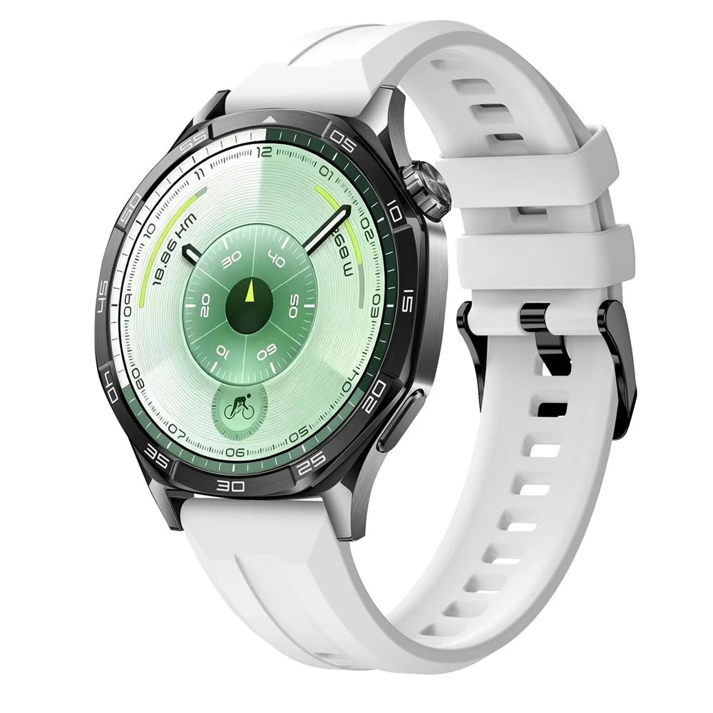 22mm Silicone Strap with Black Buckle for Huawei Watch GT 6 / 5 / 4 46mm / Samsung Galaxy Watch3 45mm Vertical Striped Design Watch Band - White - 3
