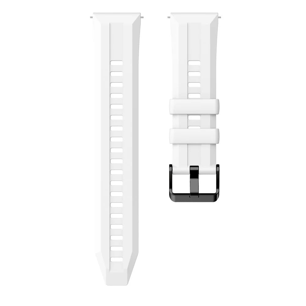 22mm Silicone Strap with Black Buckle for Huawei Watch GT 6 / 5 / 4 46mm / Samsung Galaxy Watch3 45mm Vertical Striped Design Watch Band - White - 5