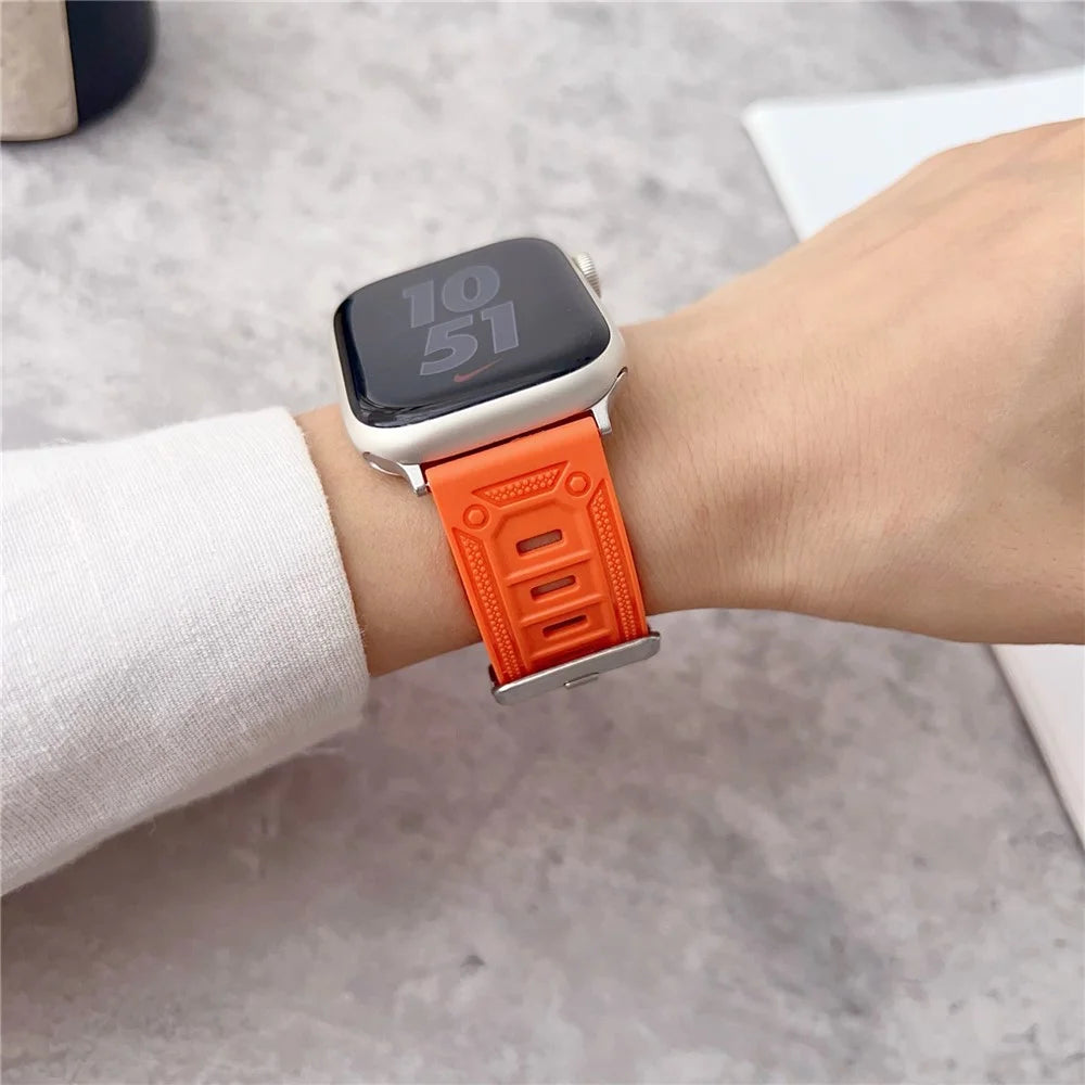 Outdoor Sports Band for Apple Watch Series 11 10 42mm  /  9 8 7 41mm  /  SE3 SE2 SE 6 5 4 40mm  /  3 2 1 38mm TPU Adjustable Wrist Strap - Orange - 4