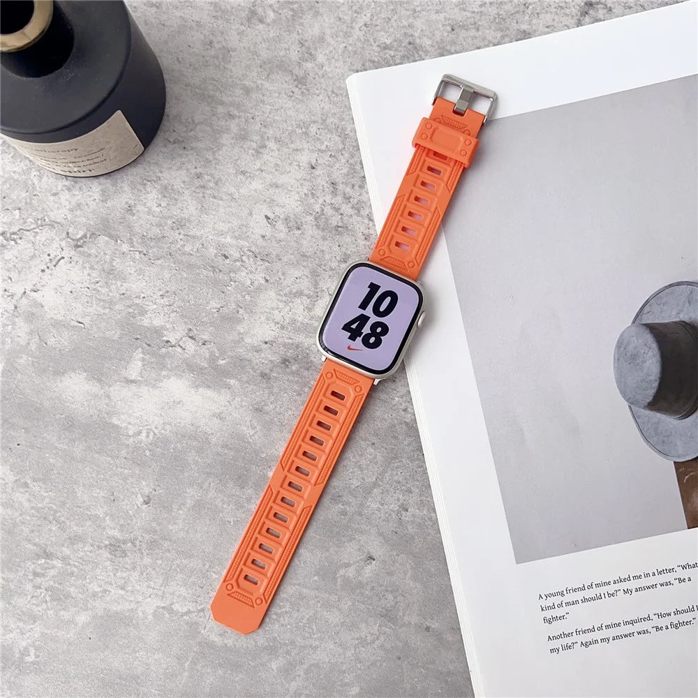 Outdoor Sports Band for Apple Watch Series 11 10 42mm  /  9 8 7 41mm  /  SE3 SE2 SE 6 5 4 40mm  /  3 2 1 38mm TPU Adjustable Wrist Strap - Orange - 7
