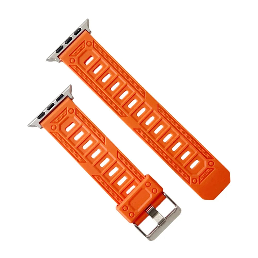 Outdoor Sports Band for Apple Watch Ultra 3 2 1 49mm  /  Series 11 10 46mm  /  9 8 7 45mm  /  SE3 SE2 SE 6 5 4 44mm  /  3 2 1 42mm TPU Adjustable Wrist Strap - Orange - 2