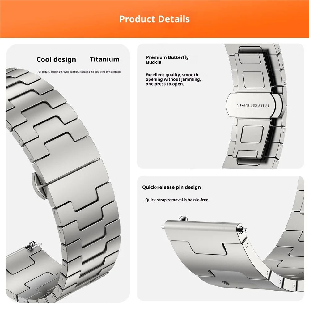 22mm Watch Strap For Huawei Watch GT 6 46mm / GT 6 Pro 46mm / GT 5 46mm H-Type Titanium Alloy Band with Butterfly Clasp - Titanium - 4