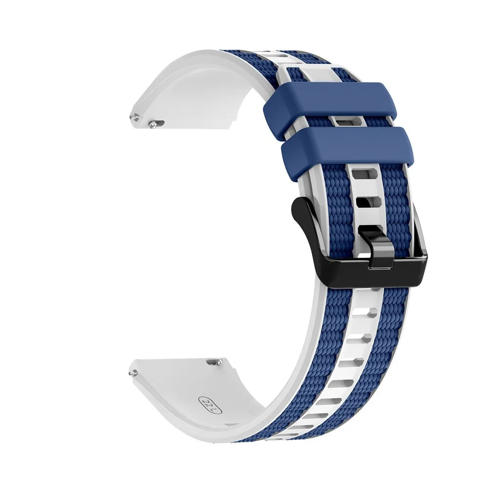 22mm Replacement Strap for Huawei Watch GT 6 / 6 Pro / 5 / 5 Pro / 4 / 3 / 2 46mm Striped Design Dual Color Silicone Watch Band - White / Blue - 3