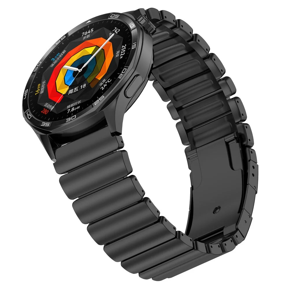 22mm Watch Band For Huawei Watch GT 6 46mm / GT 6 Pro 46mm / GT 5 46mm , 1-Bead Turtle Back Buckle Titanium Alloy Strap - Black - 3