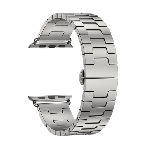 Watch Strap For Apple Watch Ultra 3 2 1 49mm / Series 11 10 46mm / 9 8 7 45mm / SE3 SE2 SE 6 5 4 44mm / 3 2 1 42mm H-Type Titanium Alloy Band with Butterfly Clasp - Titanium - 1