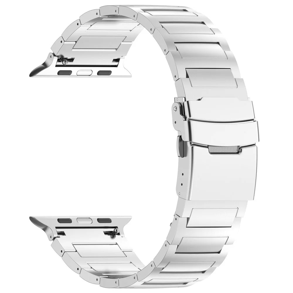 Watch Band For Apple Watch Ultra 3 2 1 49mm / Series 11 10 46mm / 9 8 7 45mm / SE3 SE2 SE 6 5 4 44mm / 3 2 1 42mm , I-shaped Buckle Quick Release Titanium Alloy Strap - Silver - 3